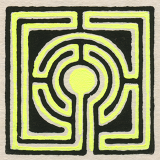labyrinth linoldruck